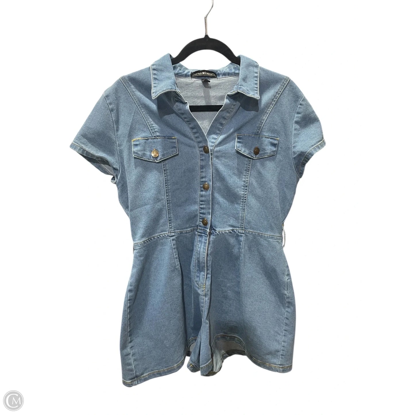 Romper By Derek Heart In Blue Denim, Size: L