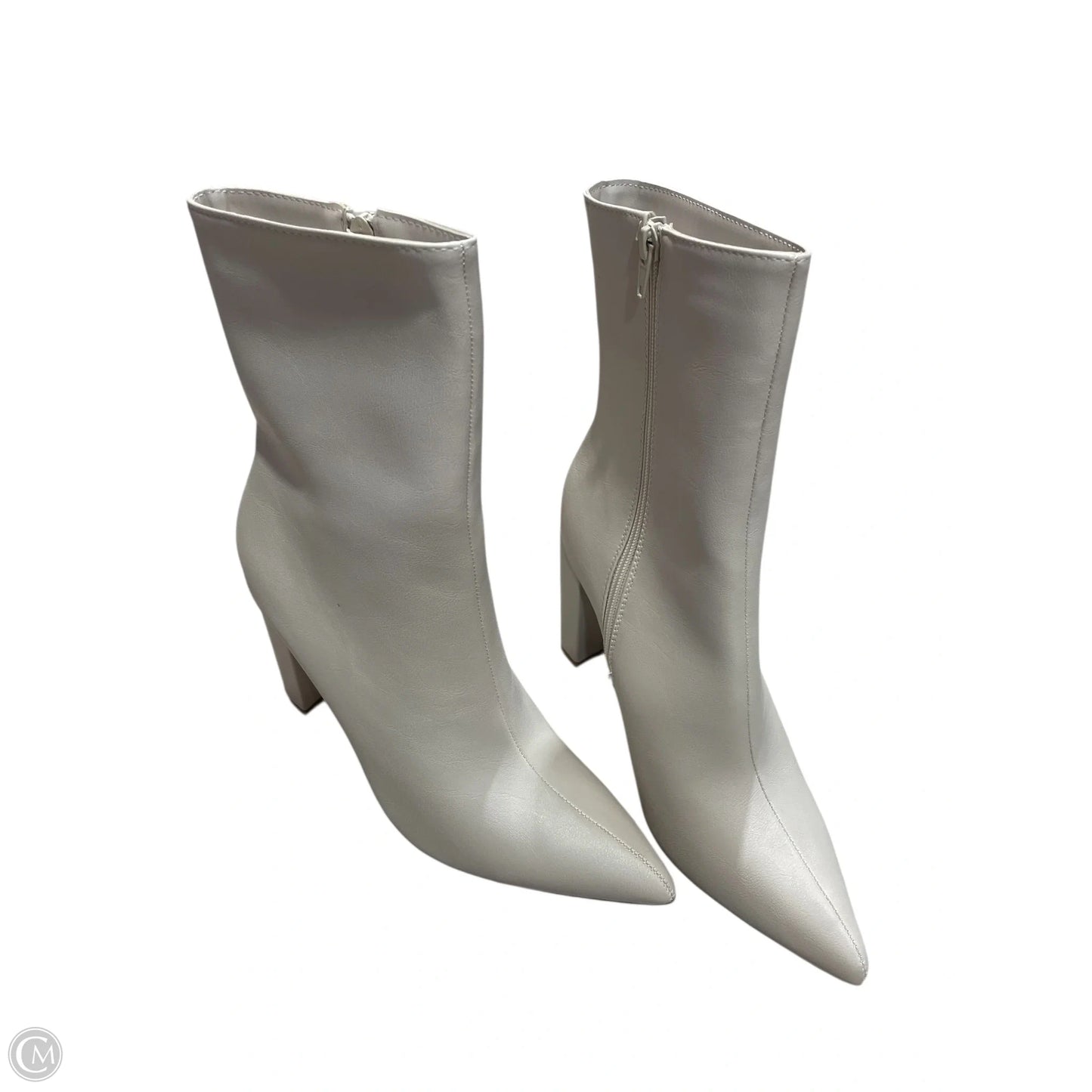 Boots Ankle Heels By Bamboo In Cream, Size: 10