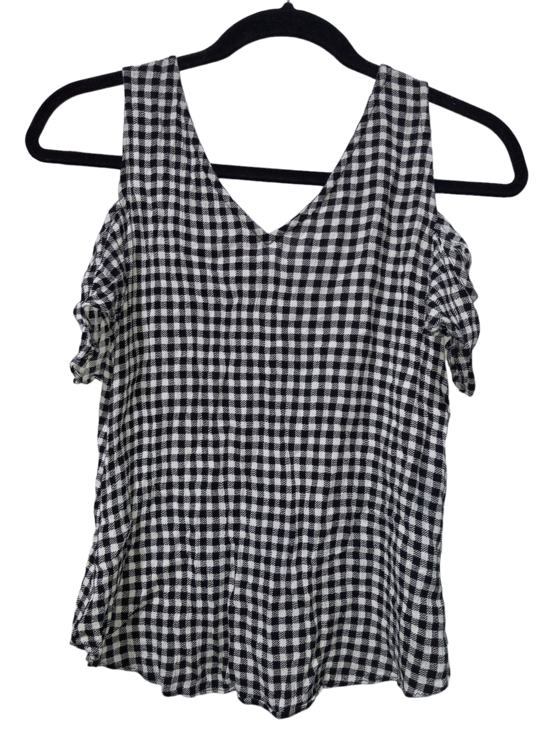 Black & White Blouse Short Sleeve Ana, Size Petite M