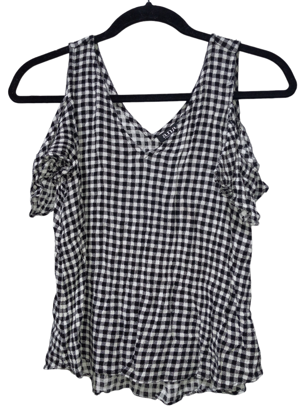 Black & White Blouse Short Sleeve Ana, Size Petite M