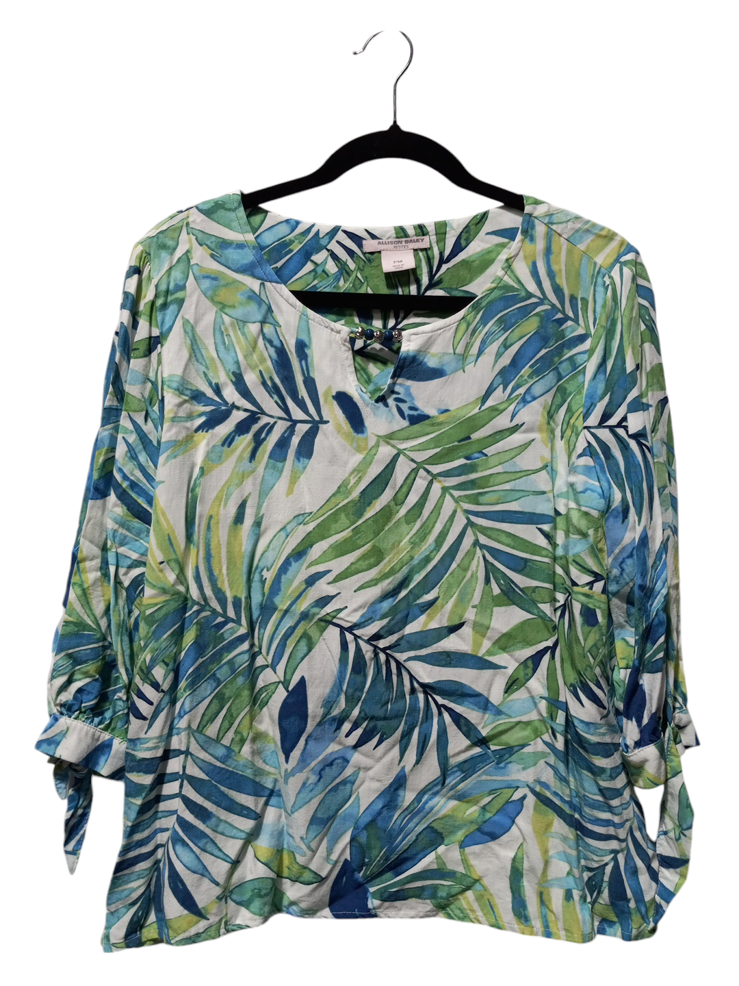 Top 3/4 Sleeve By Allison Daley In Tropical Print, Size: Petite M
