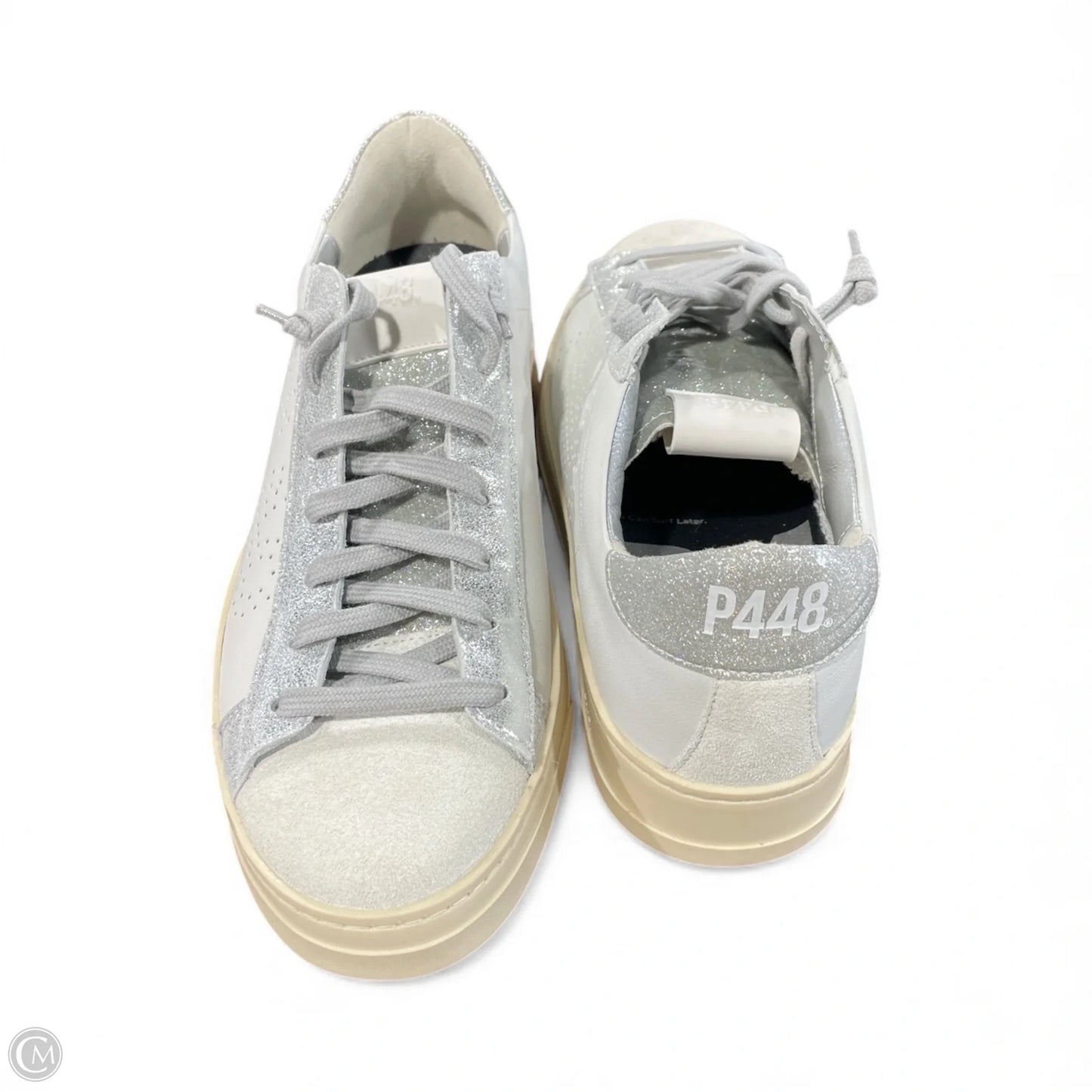 Shoes Sneakers By P448 In Silver & White, Size: 9
