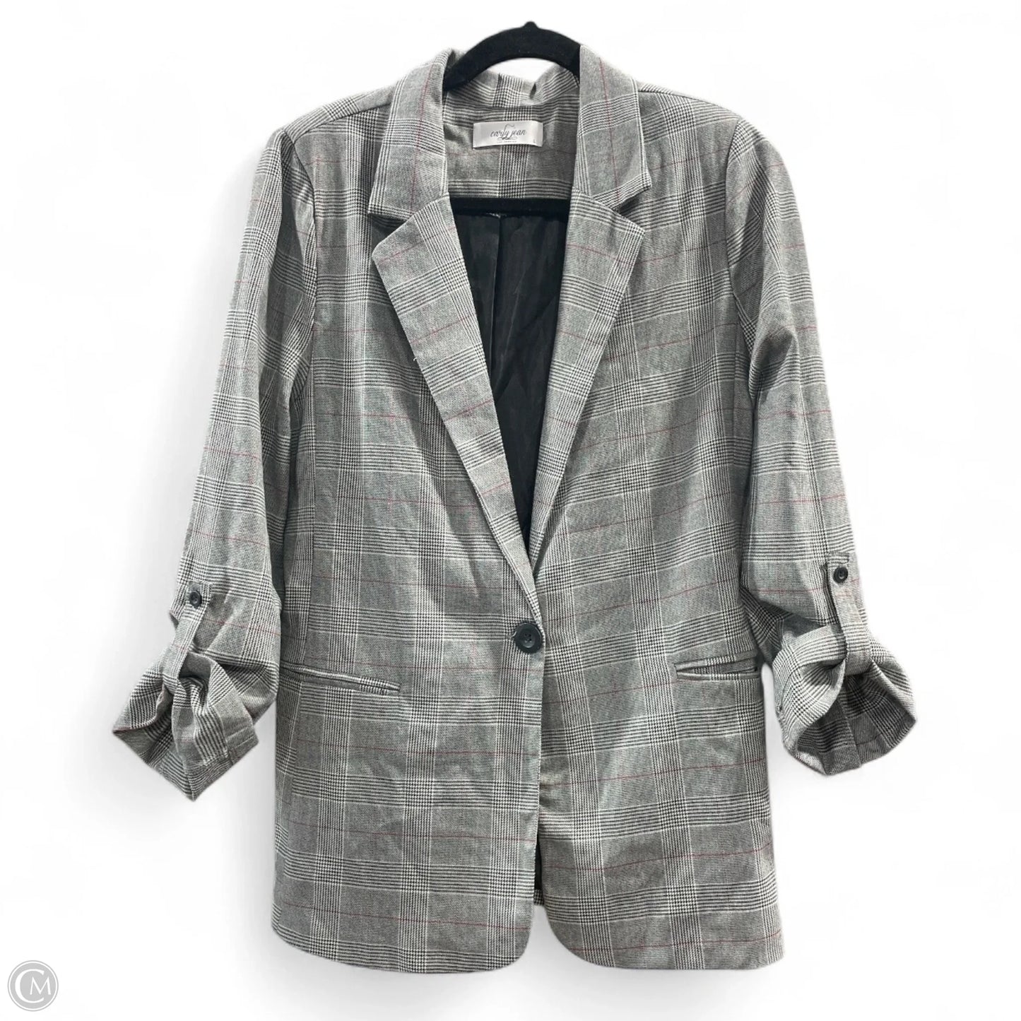 Blazer By Carly Jean In Plaid Pattern, Size: L