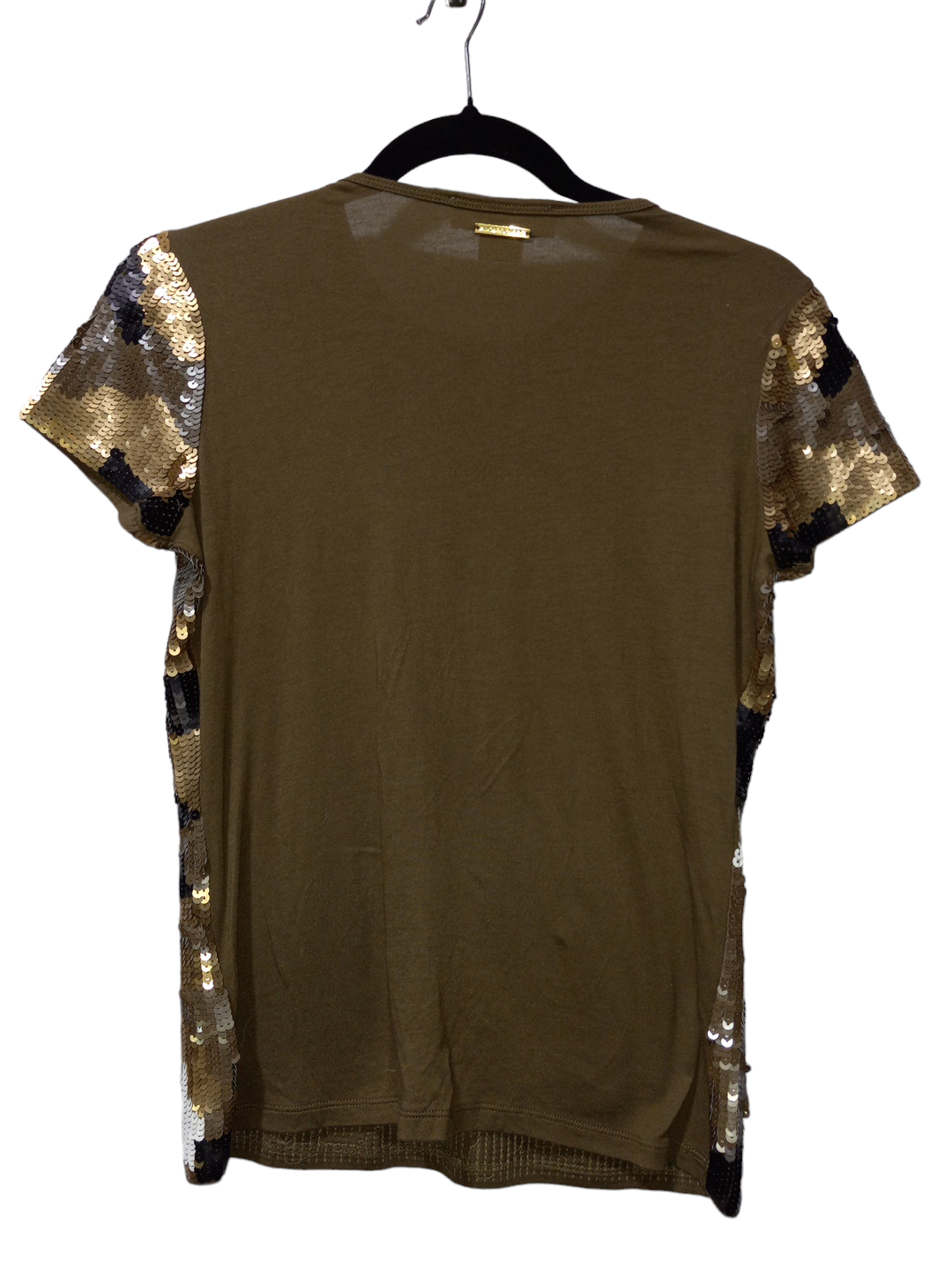 Camouflage Print Blouse Short Sleeve Michael By Michael Kors, Size Petite S
