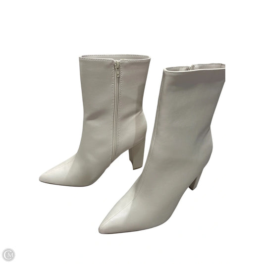 Boots Ankle Heels By Bamboo In Cream, Size: 10
