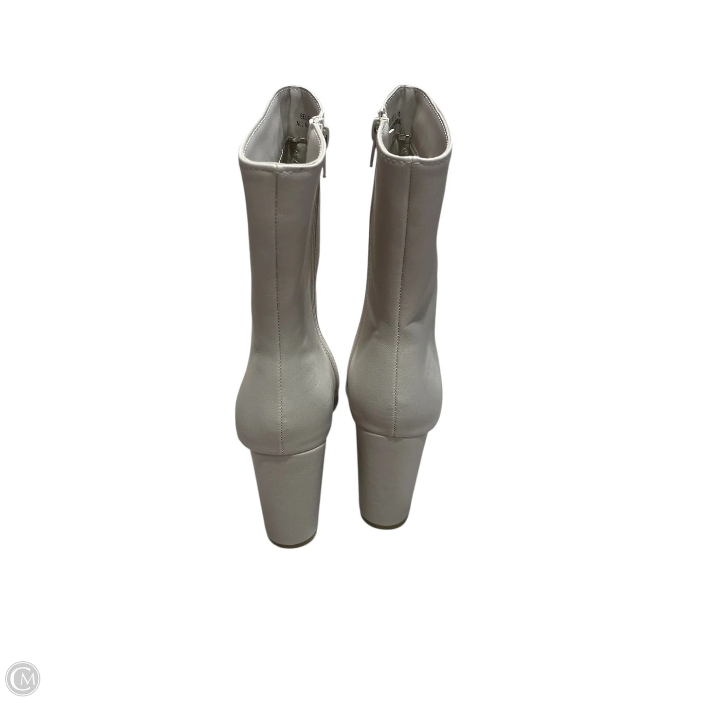 Boots Ankle Heels By Bamboo In Cream, Size: 10