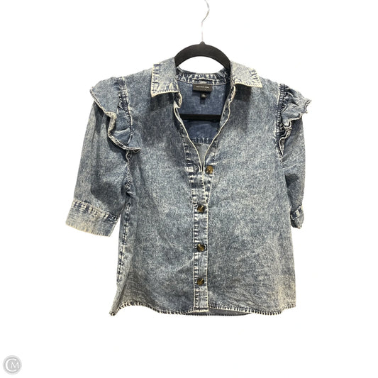 Top Short Sleeve By Who What Wear In Blue Denim, Size: Xs
