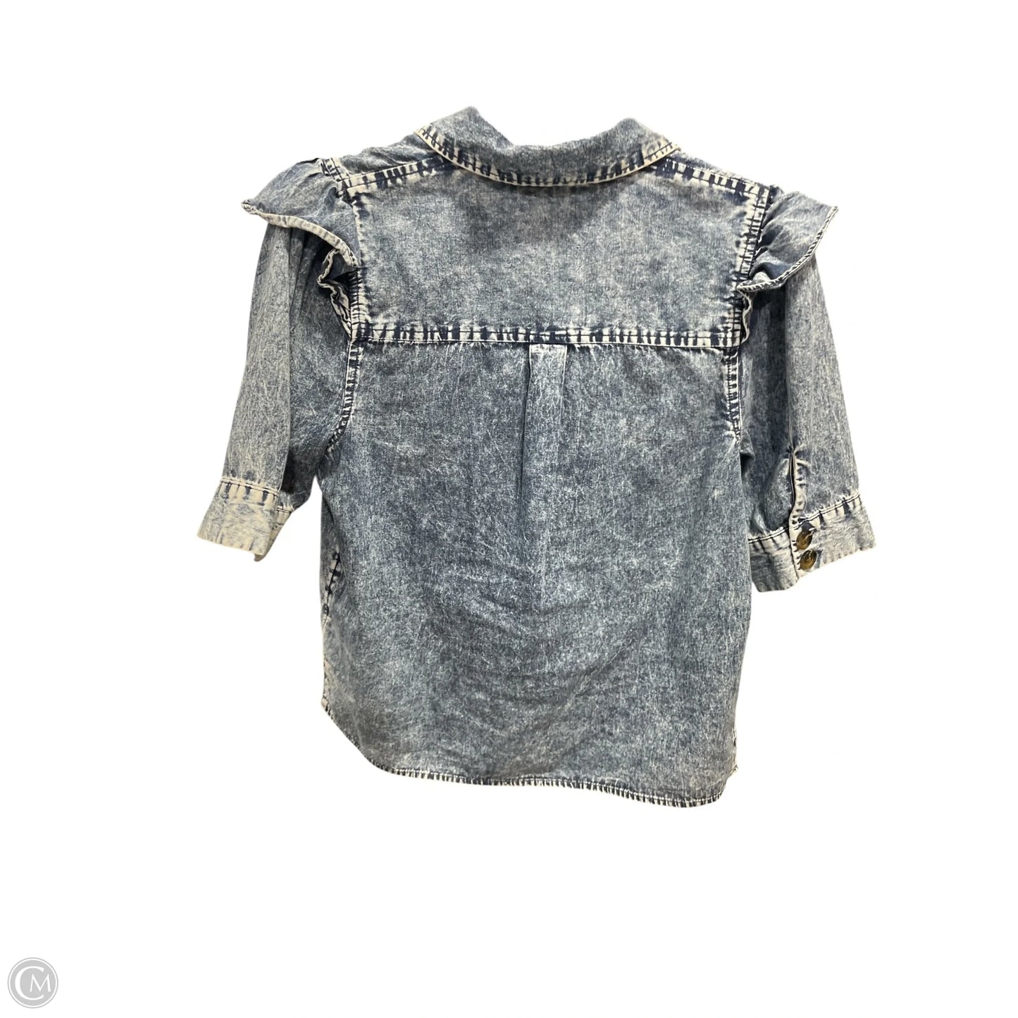 Top Short Sleeve By Who What Wear In Blue Denim, Size: Xs