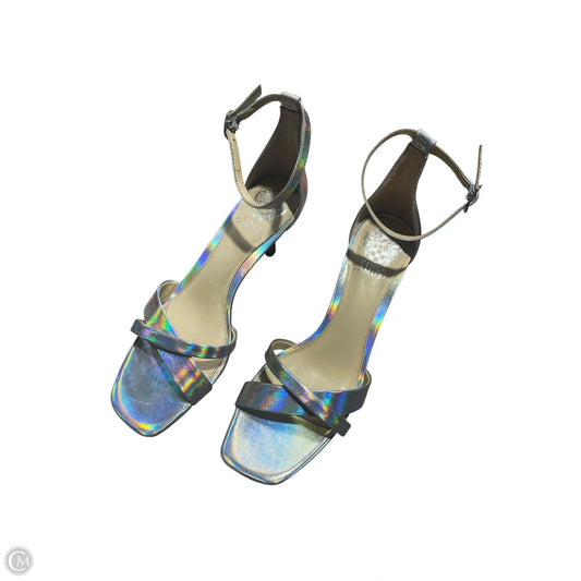 Sandals Heels Stiletto By Vince Camuto In Silver, Size: 10