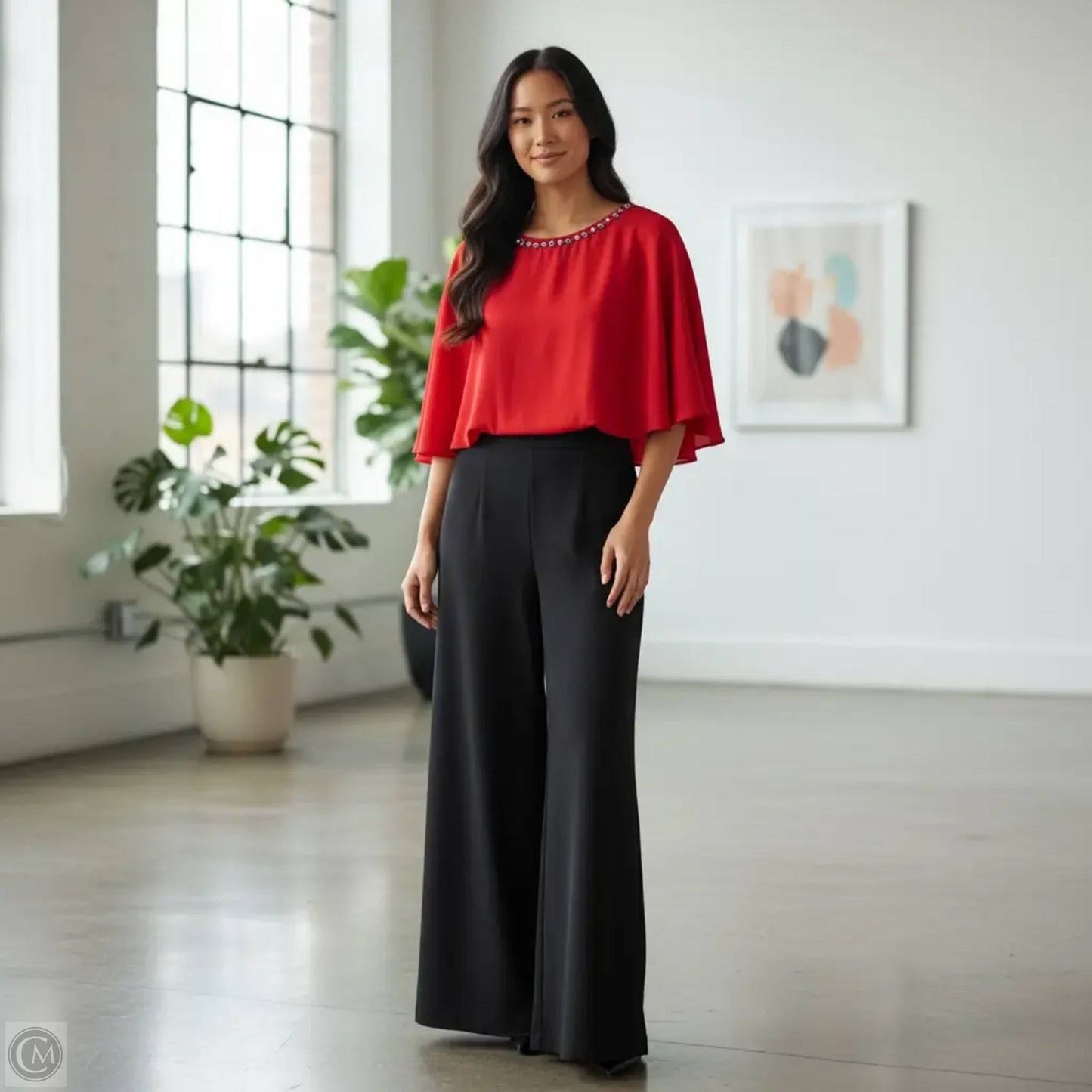 Jumpsuit By Jessica Howard In Black & Red, Size: 6