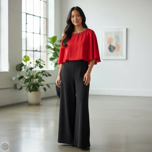 Jumpsuit By Jessica Howard In Black & Red, Size: 6