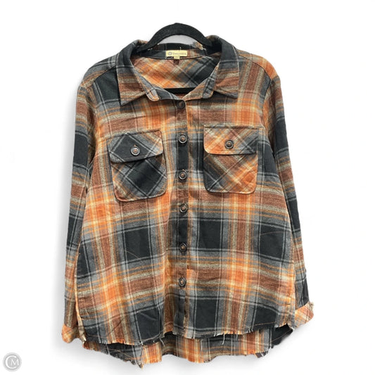 Top Long Sleeve By Democracy In Plaid Pattern, Size: S