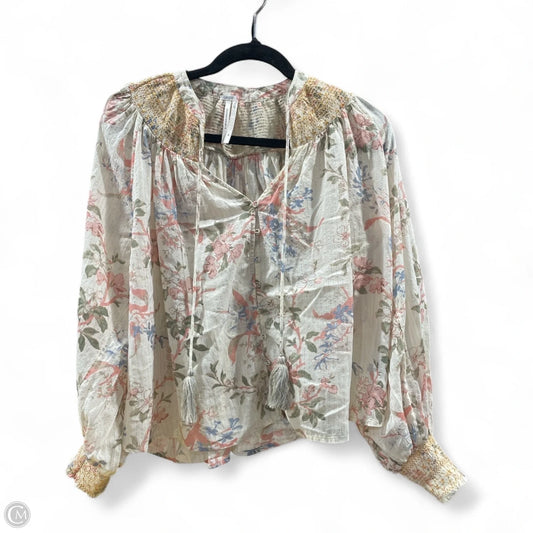 Blouse Long Sleeve By Anthropologie In Floral Print, Size: Xs