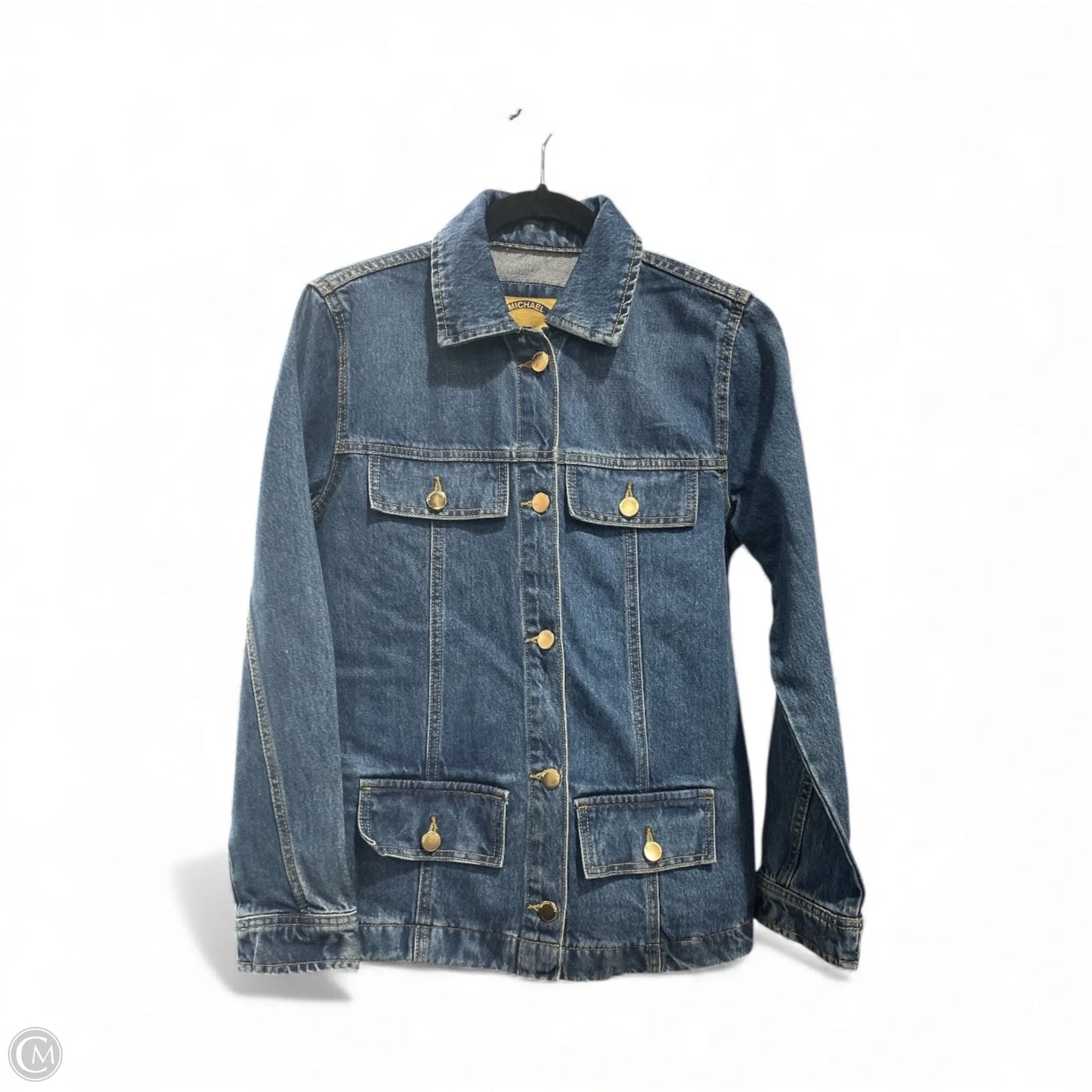 Jacket Designer By Michael Kors In Blue Denim, Size: S
