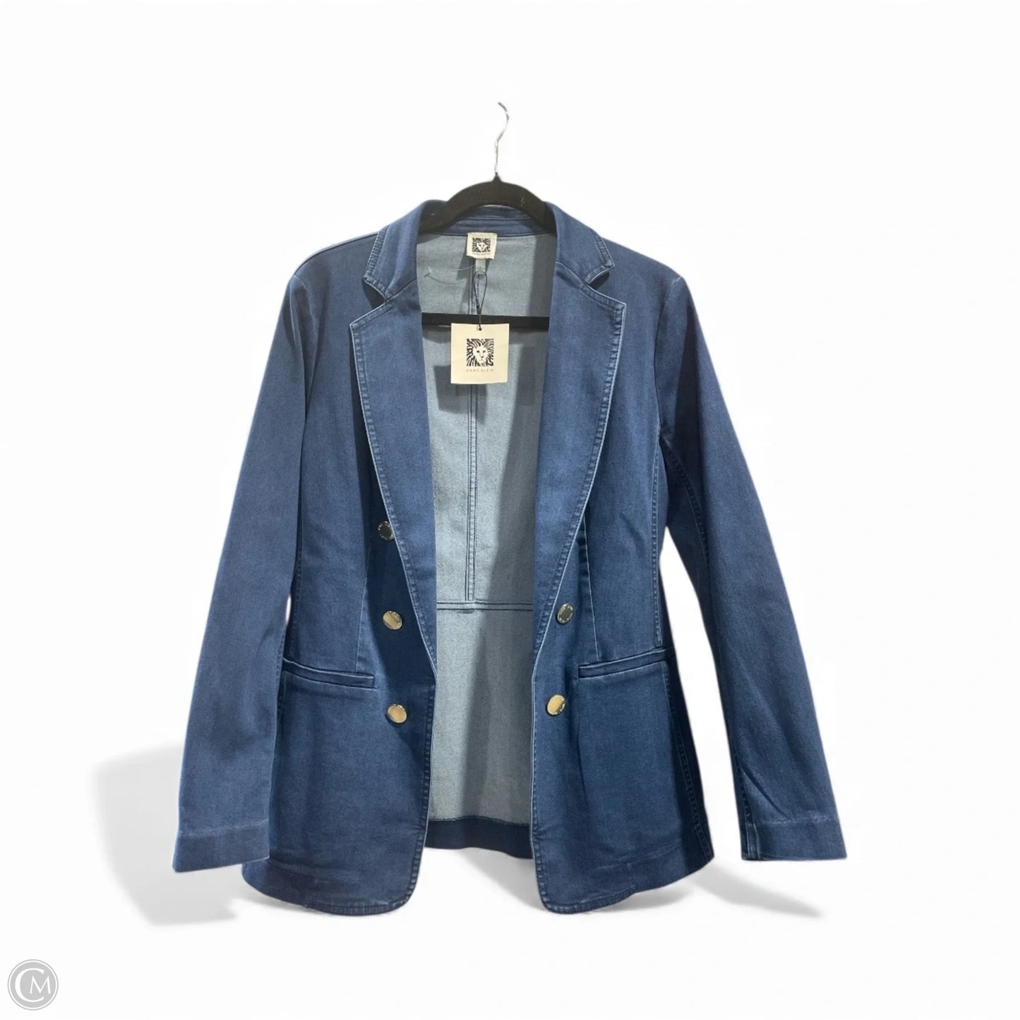 Blazer By Anne Klein In Blue Denim, Size: S