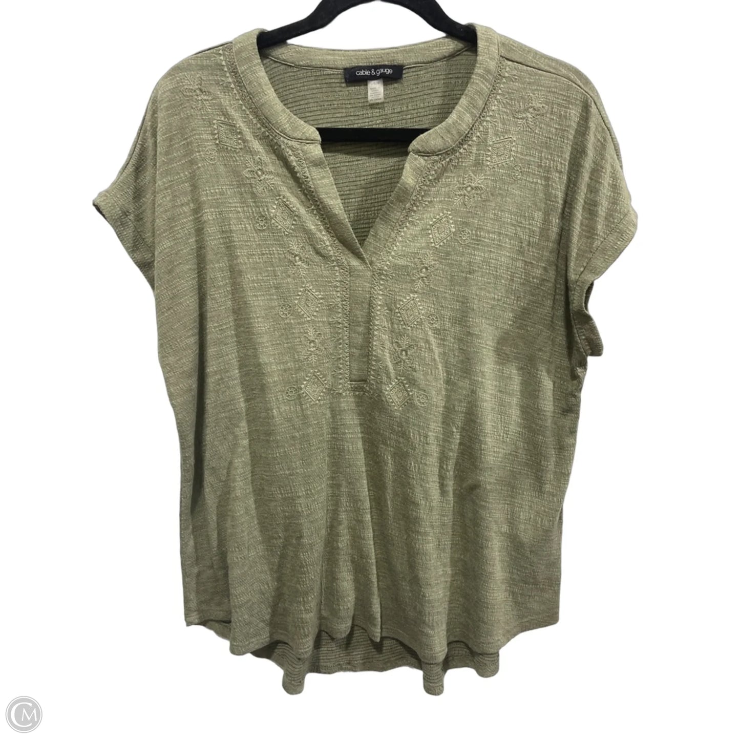 Top Short Sleeve By Cable And Gauge In Green, Size: L