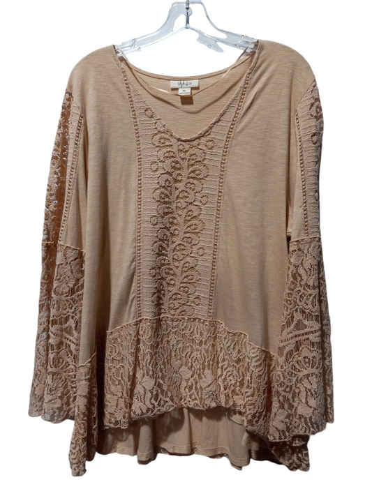 Top Long Sleeve By Style And Company In Peach, Size: Xl