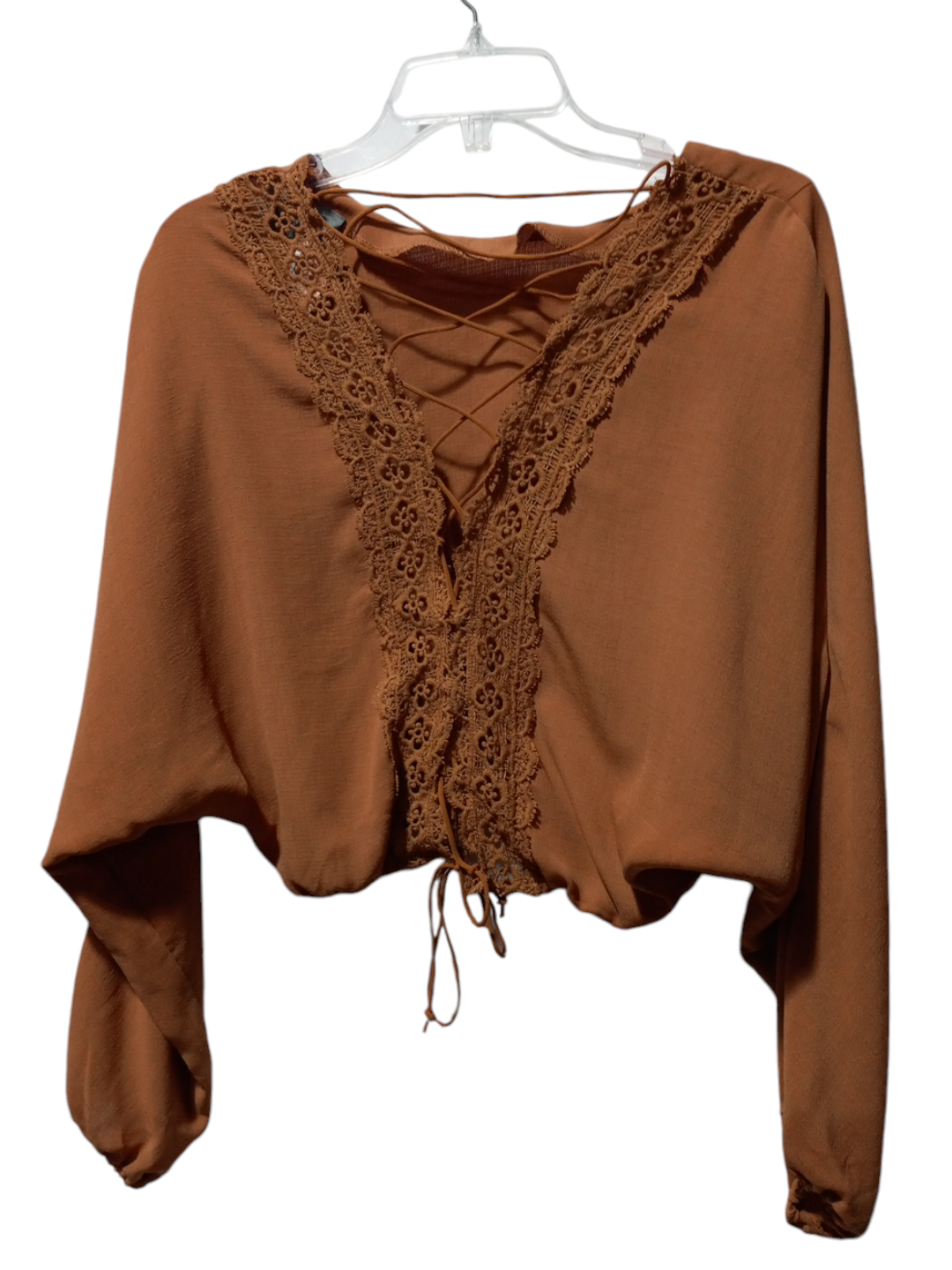 Blouse Long Sleeve By Clothes Mentor In Brown, Size: S