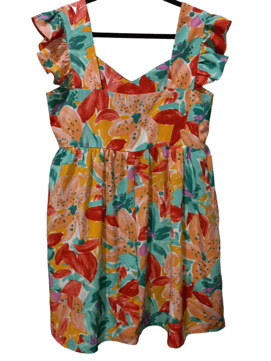 Floral Print Dress Casual Short Jodifl, Size L