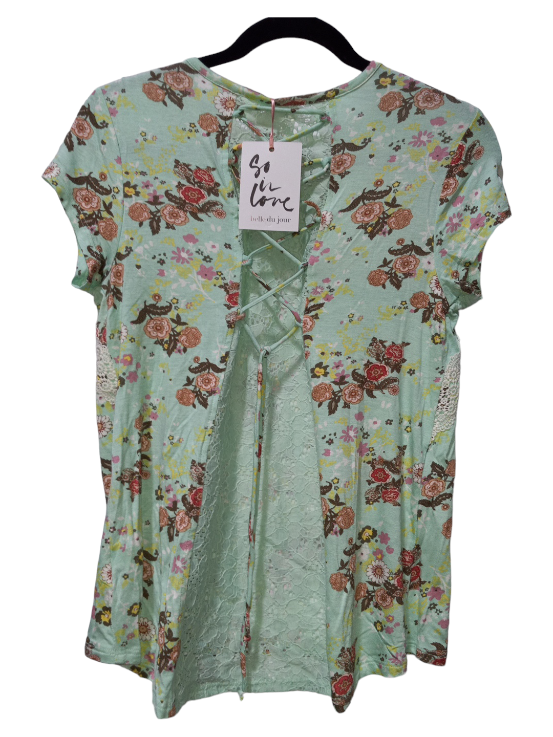 Floral Print Top Short Sleeve Belle Du Jour, Size M