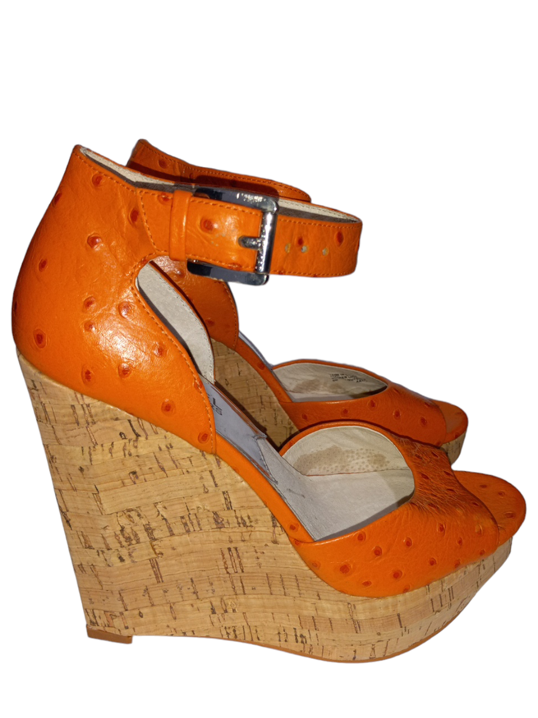 Orange Sandals Heels Wedge Michael By Michael Kors, Size 6