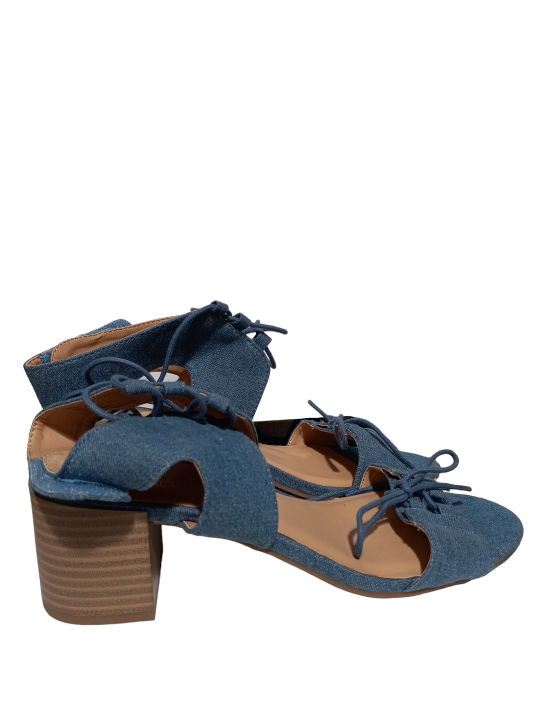 Blue Denim Sandals Heels Block Clothes Mentor, Size 8