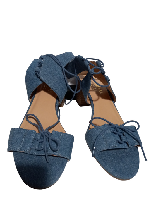 Blue Denim Sandals Heels Block Clothes Mentor, Size 8