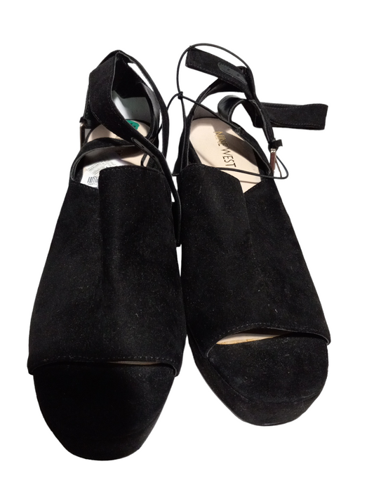 Black Sandals Heels Block Nine West, Size 7.5