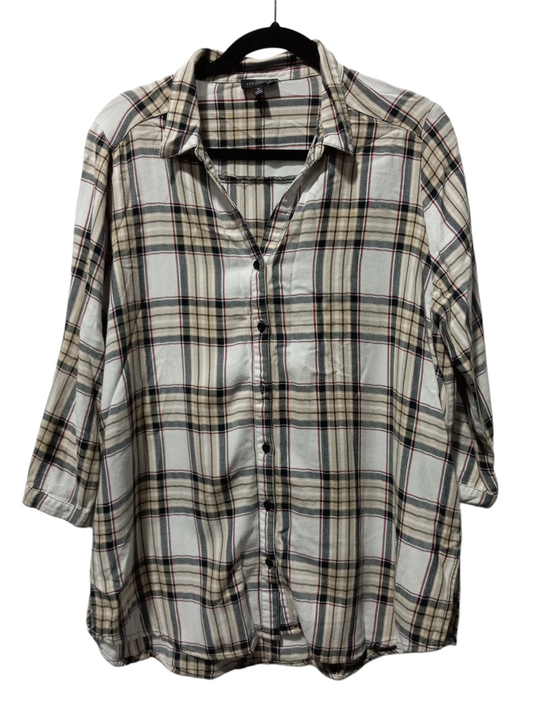 Top Long Sleeve By Limited In Plaid Pattern, Size: Xl