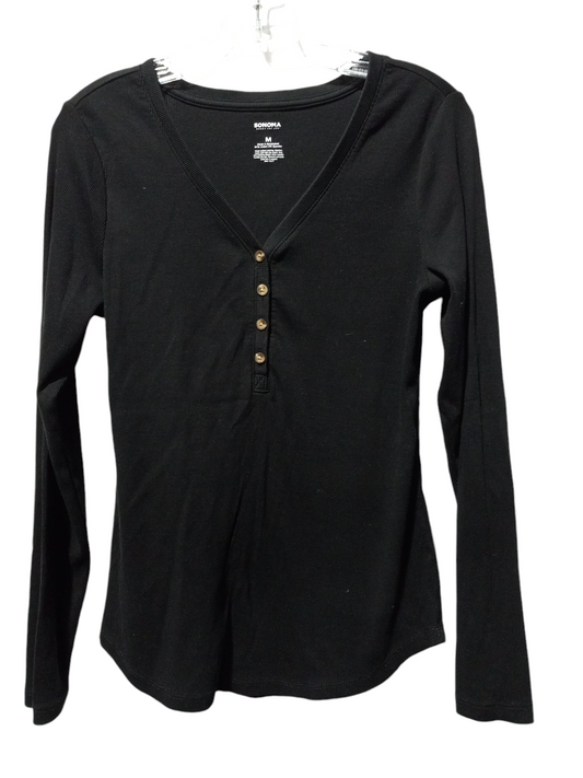 Top Long Sleeve By Sonoma In Black, Size: M