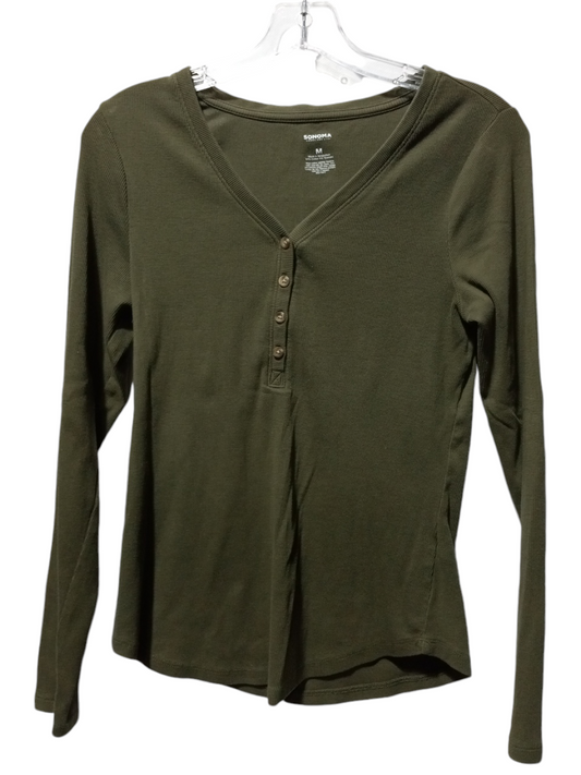 Top Long Sleeve By Sonoma In Green, Size: M