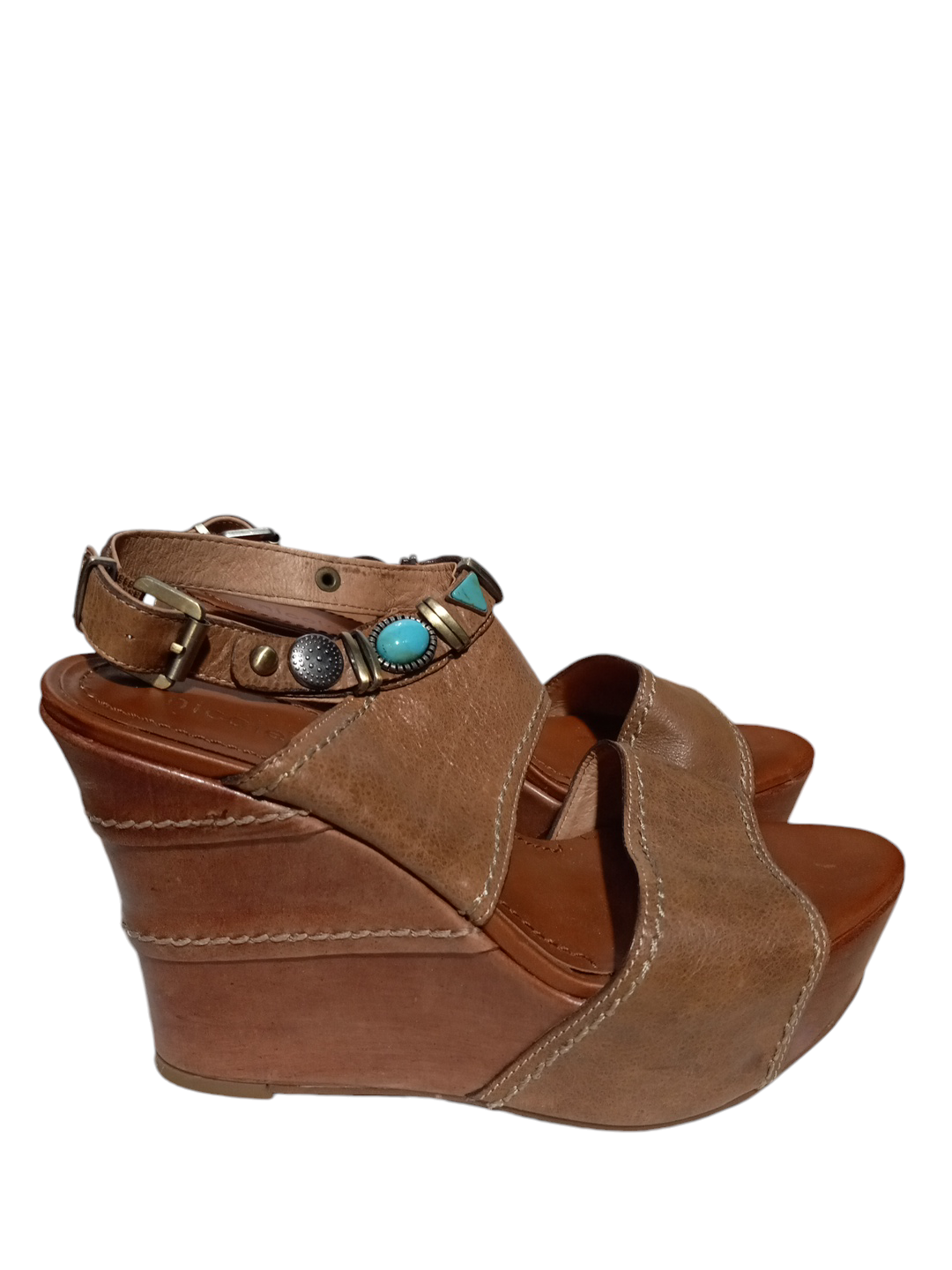 Sandals Heels Wedge By Nicole In Brown, Size: 7.5