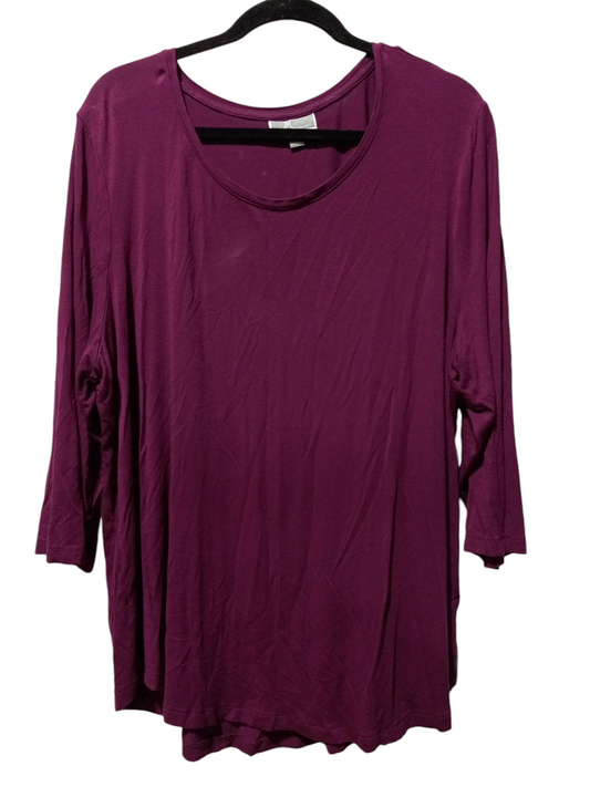 Top Long Sleeve Basic By Jm Collections In Purple, Size: 2x