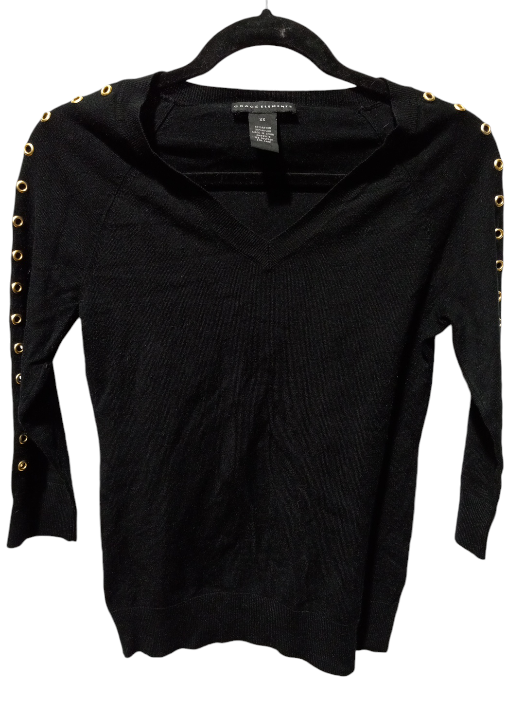 Top Long Sleeve By Grace Elements In Black, Size: Xs