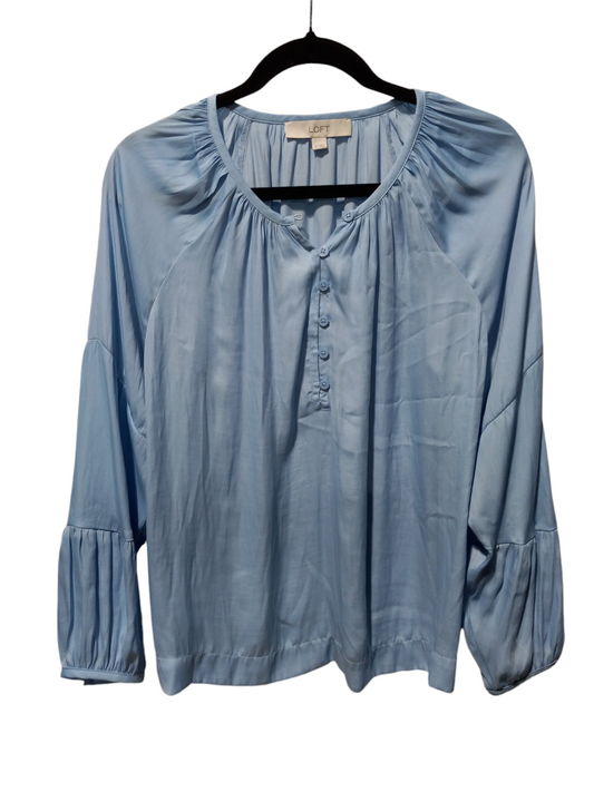 Blouse Long Sleeve By Loft In Blue, Size: M