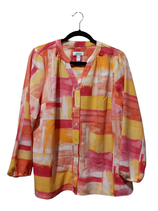 Blouse Long Sleeve By Denim And Company In Multi-colored, Size: M