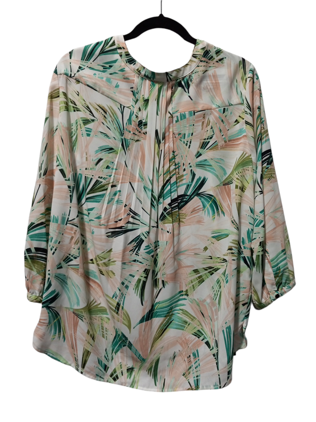 Blouse Long Sleeve By Jm Collections In Tropical Print, Size: L