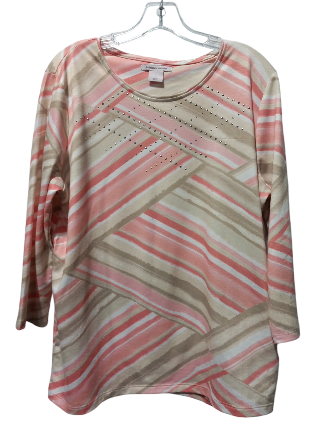 Top 3/4 Sleeve By Allison Daley In Multi-colored, Size: L