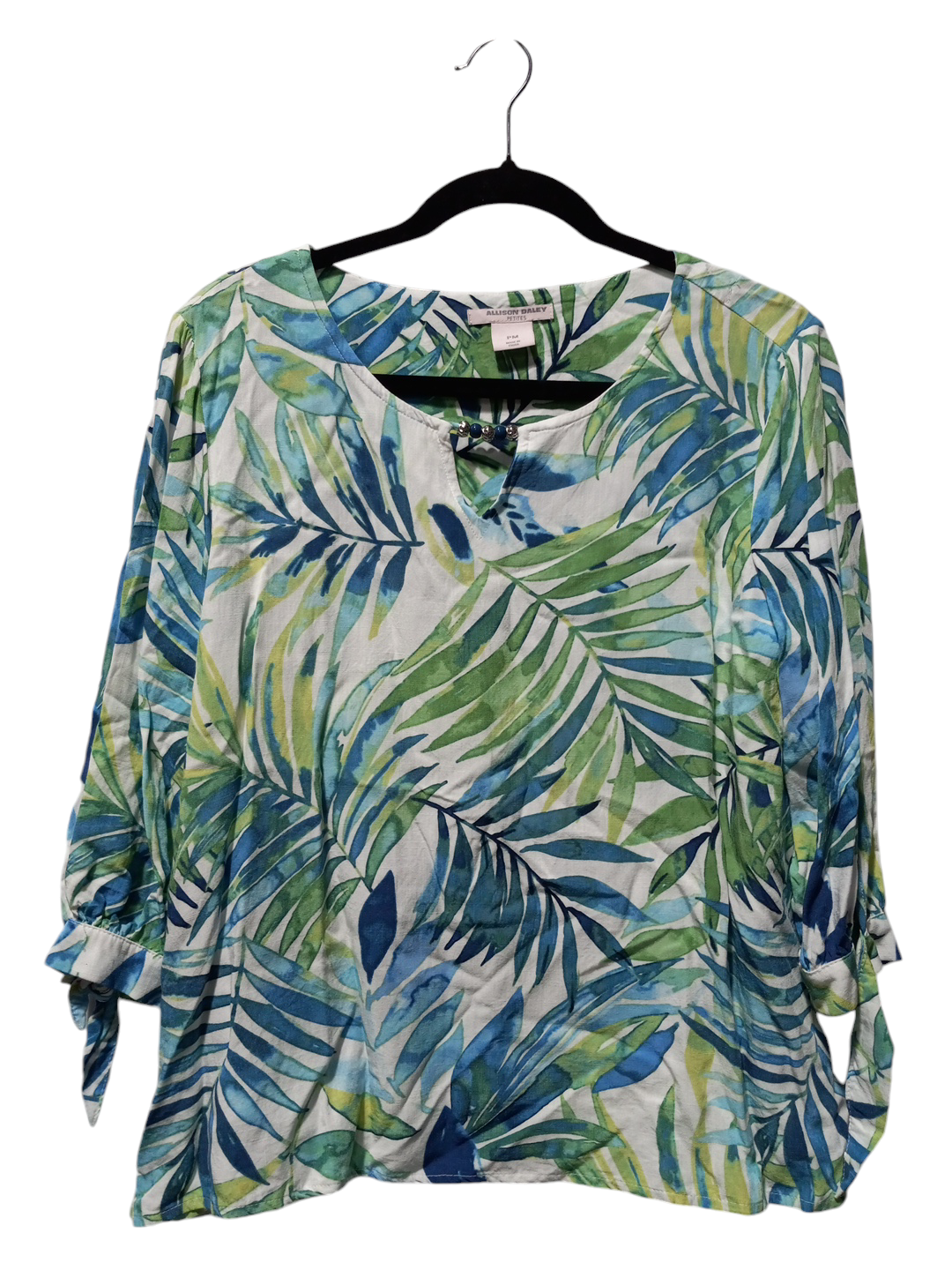 Top 3/4 Sleeve By Allison Daley In Tropical Print, Size: Petite  M