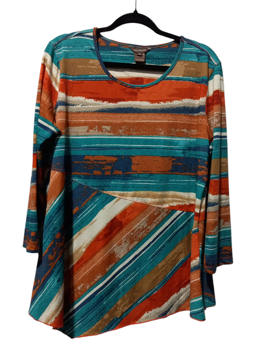 Blouse 3/4 Sleeve By Multiples In Multi-colored, Size: L