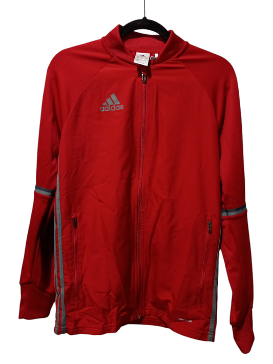 Athletic Jacket By Adidas In Grey & Red, Size: S