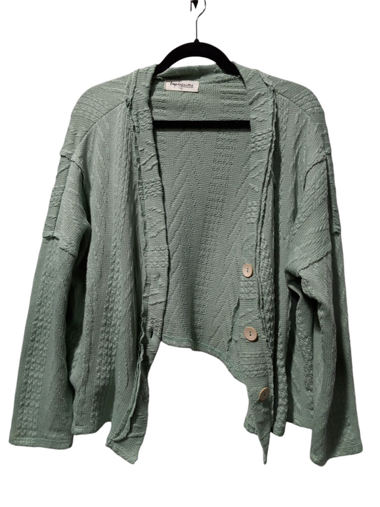 Sweater Cardigan By Impressions In Green, Size: L