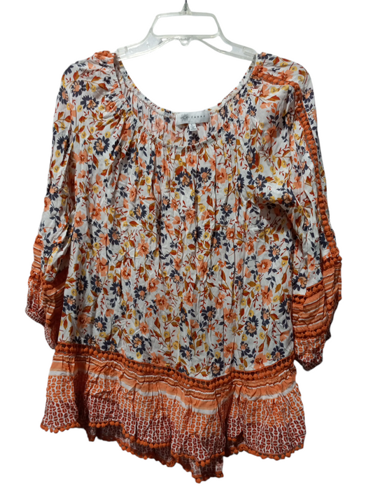 Blouse Long Sleeve By Fever In Floral Print, Size: L