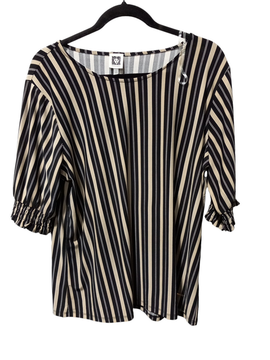 Blouse 3/4 Sleeve By Anne Klein In Striped Pattern, Size: L