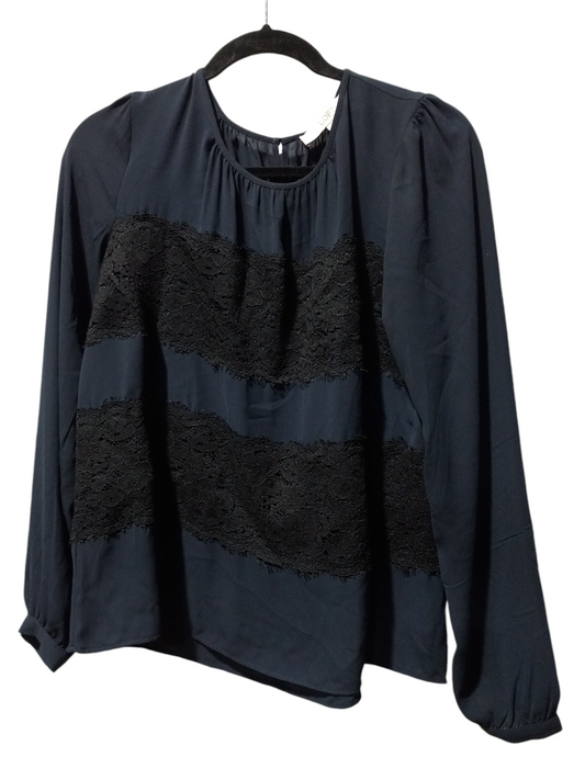 Blouse Long Sleeve By Loft In Black & Blue, Size: S