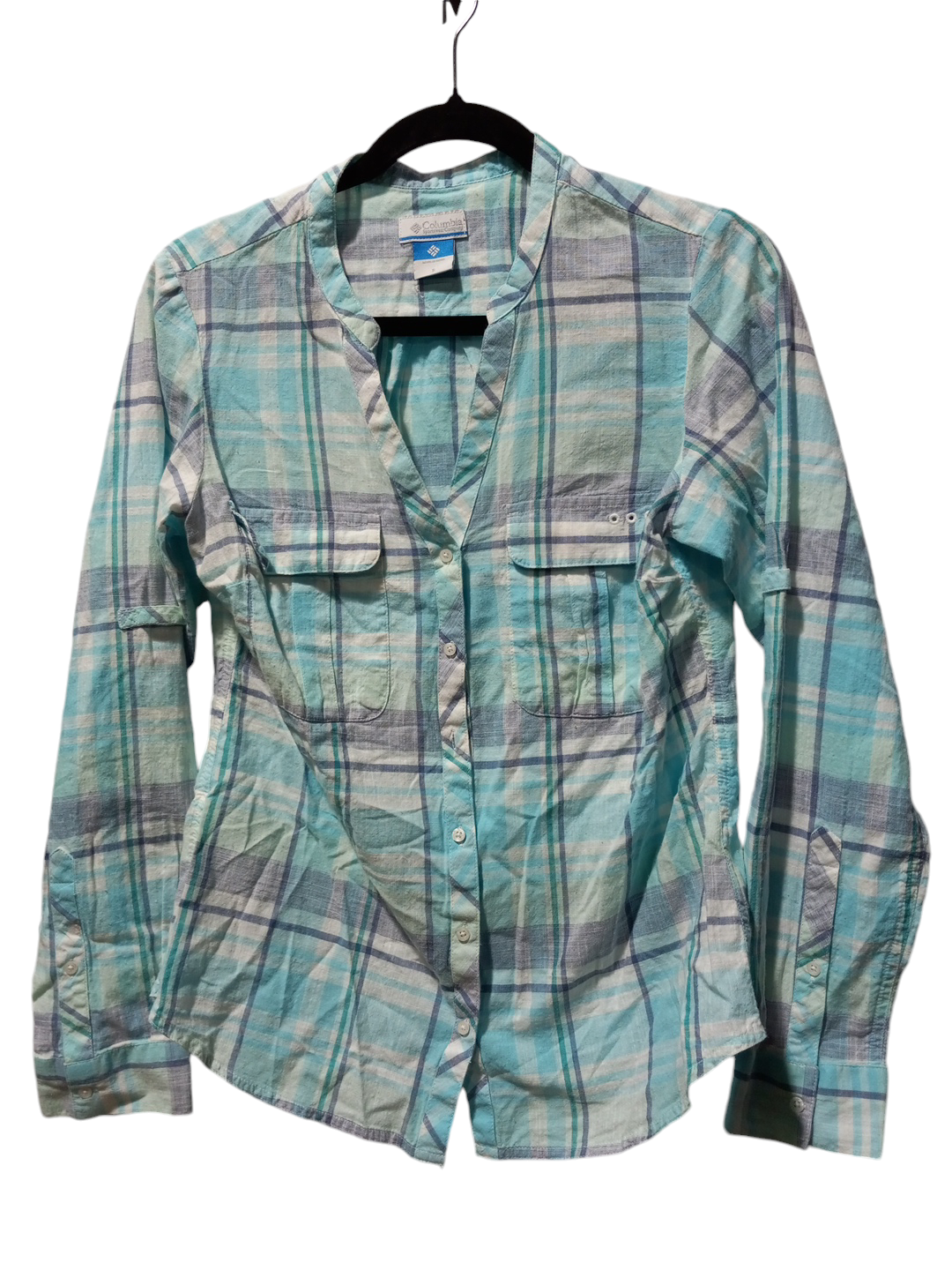 Top Long Sleeve By Columbia In Plaid Pattern, Size: S