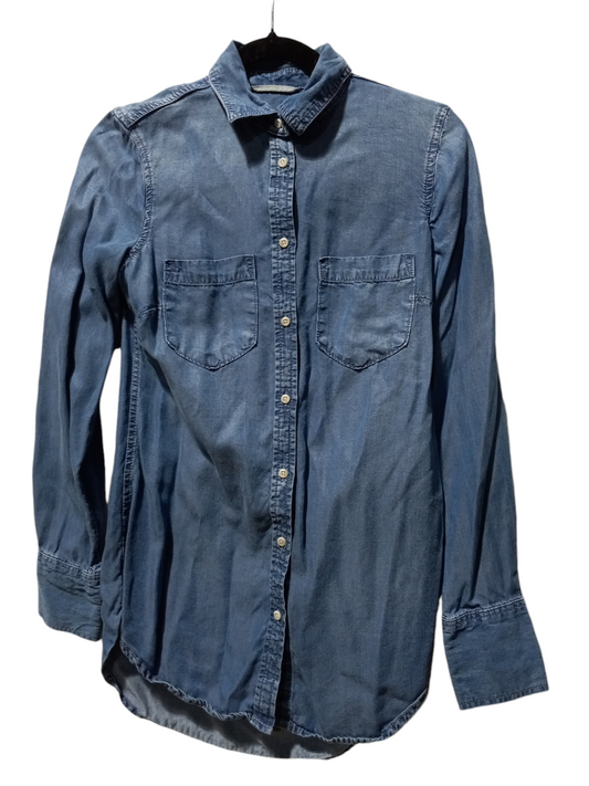 Top Long Sleeve By Merona In Blue Denim, Size: Xs