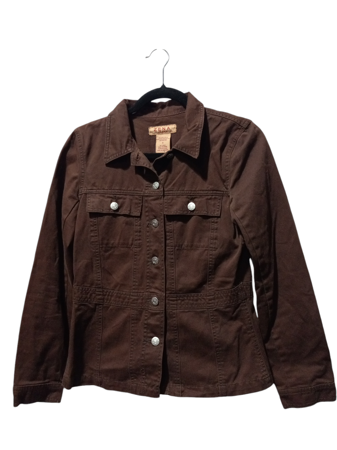 Jacket Denim By Clothes Mentor In Brown, Size: S