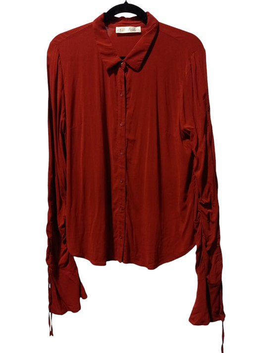 Blouse Long Sleeve By Clothes Mentor In Red, Size: L