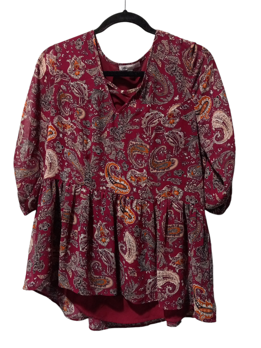 Blouse 3/4 Sleeve By Dr2 In Multi-colored, Size: S